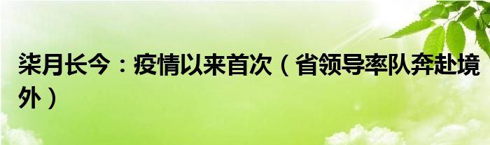 柒月长今：疫情以来首次（省领导率队奔赴境外）