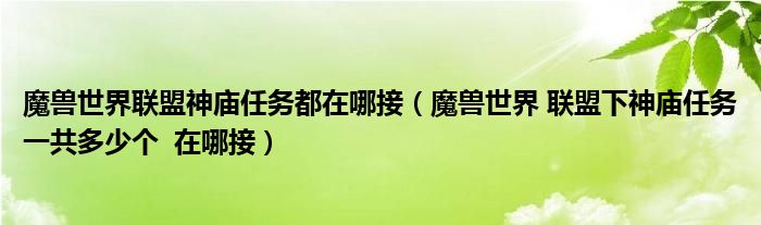 魔兽世界联盟神庙任务都在哪接（魔兽世界 联盟下神庙任务一共多少个  在哪接）