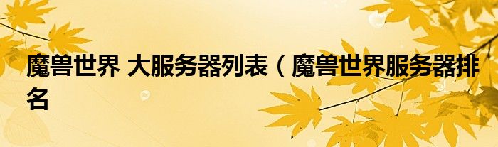 魔兽世界 大服务器列表（魔兽世界服务器排名