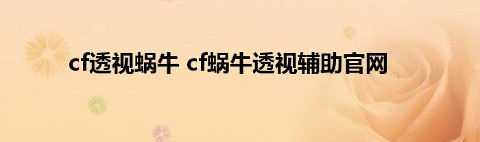 cf透视蜗牛 cf蜗牛透视辅助官网