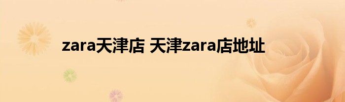 zara天津店 天津zara店地址