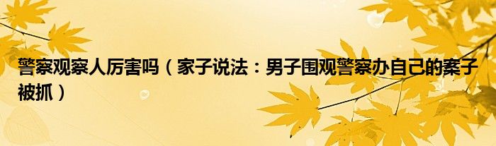 警察观察人厉害吗（家子说法：男子围观警察办自己的案子被抓）