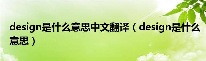 design是什么意思中文翻译（design是什么意思）