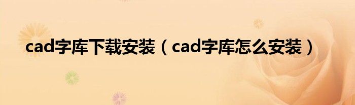 cad字库下载安装（cad字库怎么安装）