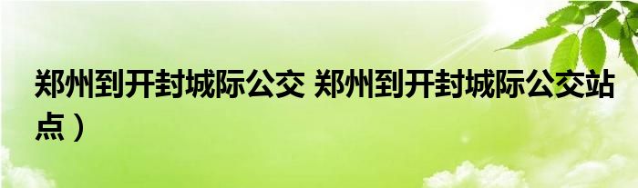 郑州到开封城际公交 郑州到开封城际公交站点）