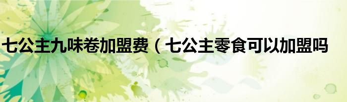 七公主九味卷加盟费（七公主零食可以加盟吗