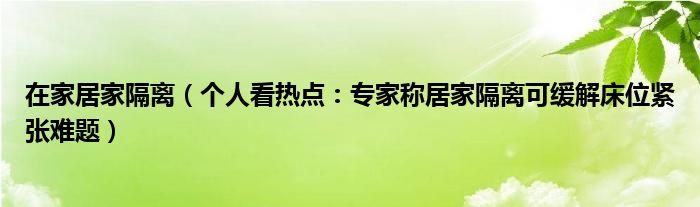 在家居家隔离（个人看热点：专家称居家隔离可缓解床位紧张难题）