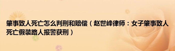 肇事致人死亡怎么判刑和赔偿（赵世峰律师：女子肇事致人死亡假装路人报警获刑）