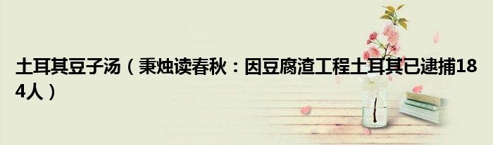 土耳其豆子汤（秉烛读春秋：因豆腐渣工程土耳其已逮捕184人）