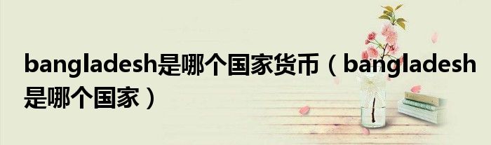 bangladesh是哪个国家货币（bangladesh是哪个国家）