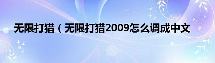 无限打猎（无限打猎2009怎么调成中文