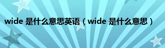 wide 是什么意思英语（wide 是什么意思）