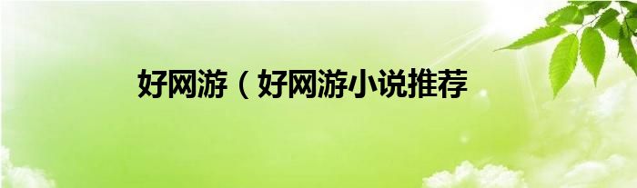 好网游（好网游小说推荐