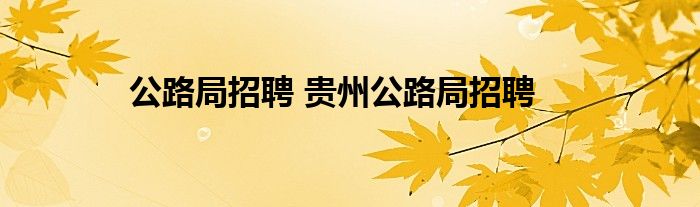公路局招聘 贵州公路局招聘