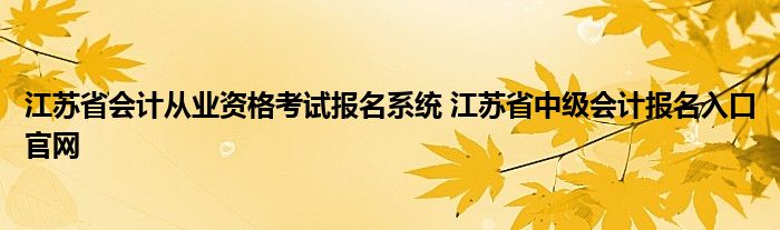 江苏省会计从业资格考试报名系统 江苏省中级会计报名入口官网