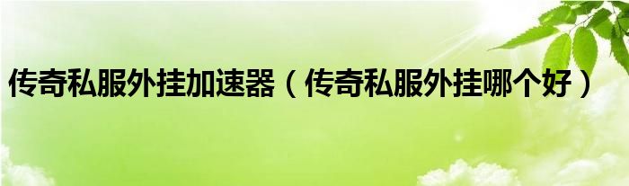 传奇私服外挂加速器（传奇私服外挂哪个好）