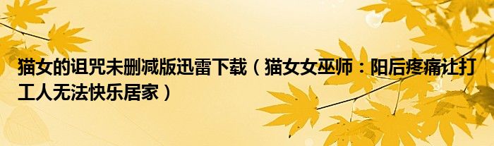 猫女的诅咒未删减版迅雷下载（猫女女巫师：阳后疼痛让打工人无法快乐居家）