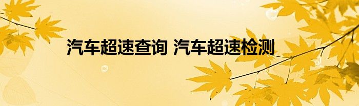 汽车超速查询 汽车超速检测