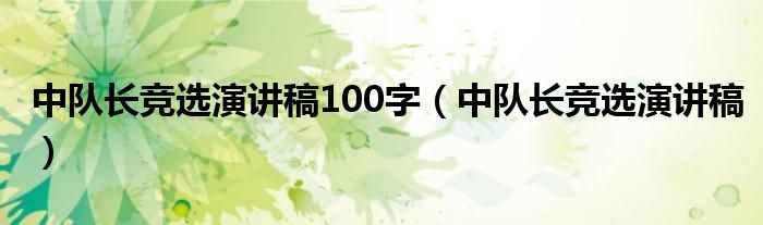 中队长竞选演讲稿100字（中队长竞选演讲稿）