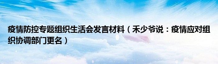 疫情防控专题组织生活会发言材料（禾少爷说：疫情应对组织协调部门更名）