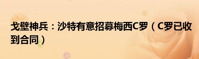 戈壁神兵：沙特有意招募梅西C罗（C罗已收到合同）