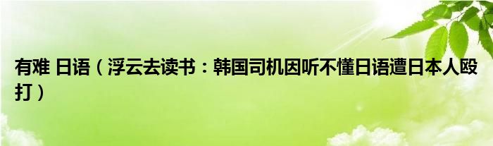 有难 日语（浮云去读书：韩国司机因听不懂日语遭日本人殴打）