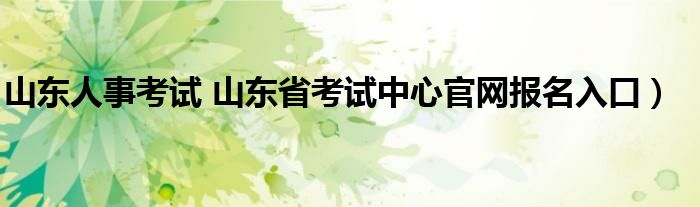 山东人事考试 山东省考试中心官网报名入口）