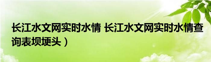 长江水文网实时水情 长江水文网实时水情查询表坝埂头）