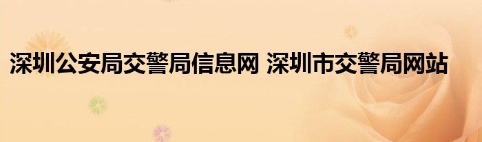 深圳公安局交警局信息网 深圳市交警局网站