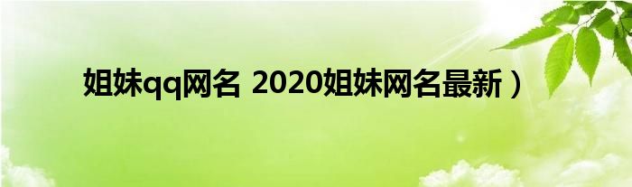 姐妹qq网名 2020姐妹网名最新）