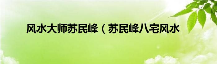 风水大师苏民峰（苏民峰八宅风水