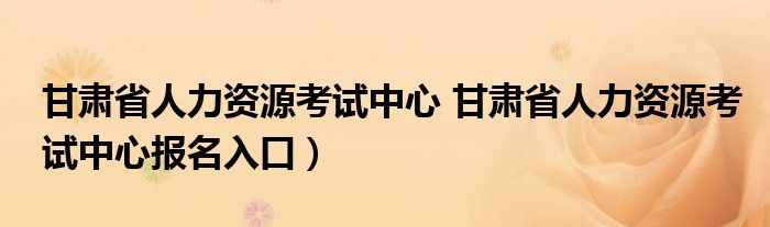 甘肃省人力资源考试中心 甘肃省人力资源考试中心报名入口）