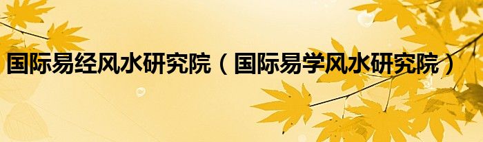 国际易经风水研究院（国际易学风水研究院）