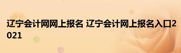 辽宁会计网网上报名 辽宁会计网上报名入口2021