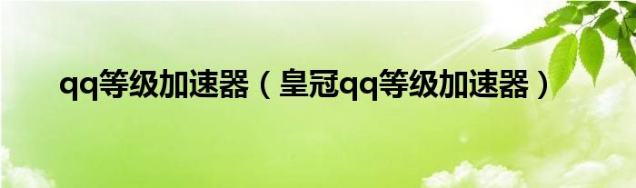 qq等级加速器（皇冠qq等级加速器）