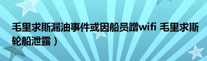 毛里求斯漏油事件或因船员蹭wifi 毛里求斯轮船泄露）