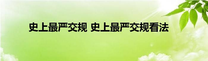 史上最严交规 史上最严交规看法