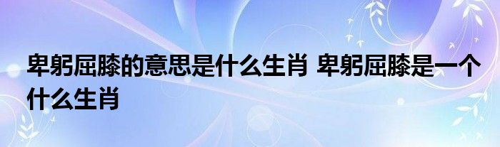 卑躬屈膝的意思是什么生肖 卑躬屈膝是一个什么生肖