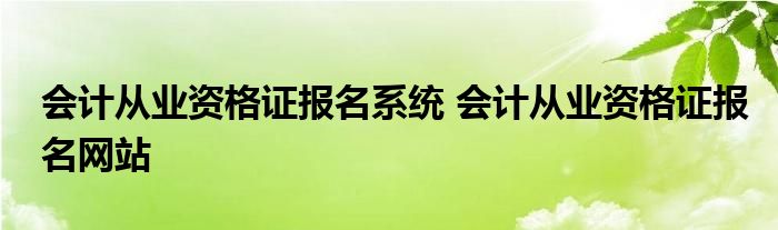 会计从业资格证报名系统 会计从业资格证报名网站