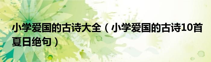 小学爱国的古诗大全（小学爱国的古诗10首夏日绝句）