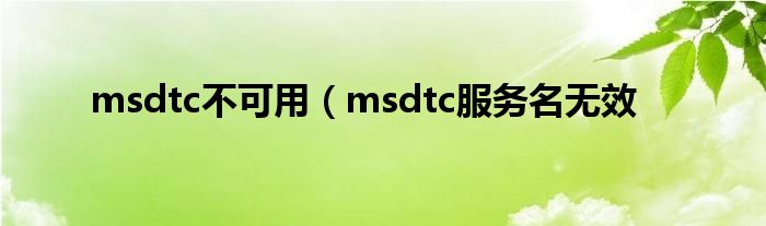 msdtc不可用（msdtc服务名无效