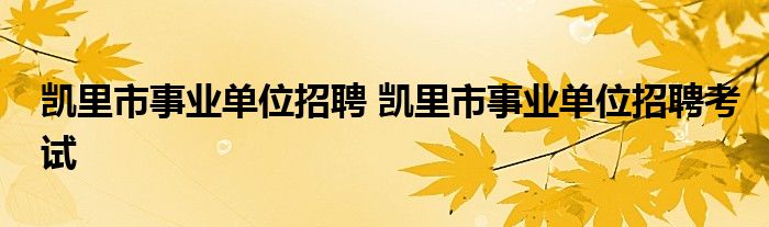 凯里市事业单位招聘 凯里市事业单位招聘考试