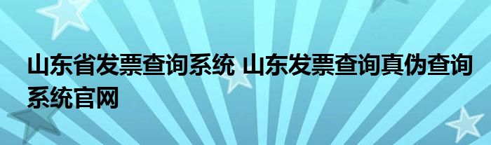 山东省发票查询系统 山东发票查询真伪查询系统官网