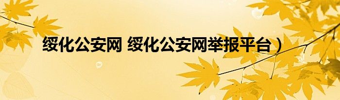 绥化公安网 绥化公安网举报平台）