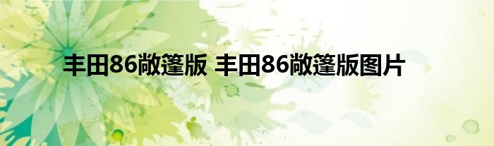 丰田86敞篷版 丰田86敞篷版图片