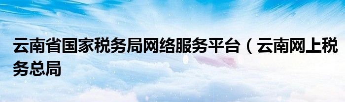 云南省国家税务局网络服务平台（云南网上税务总局