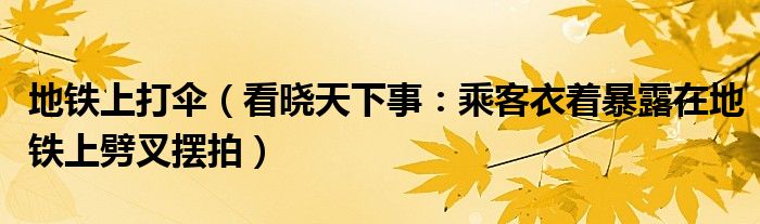 地铁上打伞（看晓天下事：乘客衣着暴露在地铁上劈叉摆拍）