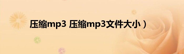 压缩mp3 压缩mp3文件大小）