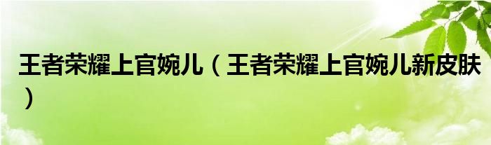 王者荣耀上官婉儿（王者荣耀上官婉儿新皮肤）