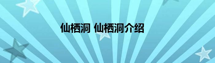 仙栖洞 仙栖洞介绍